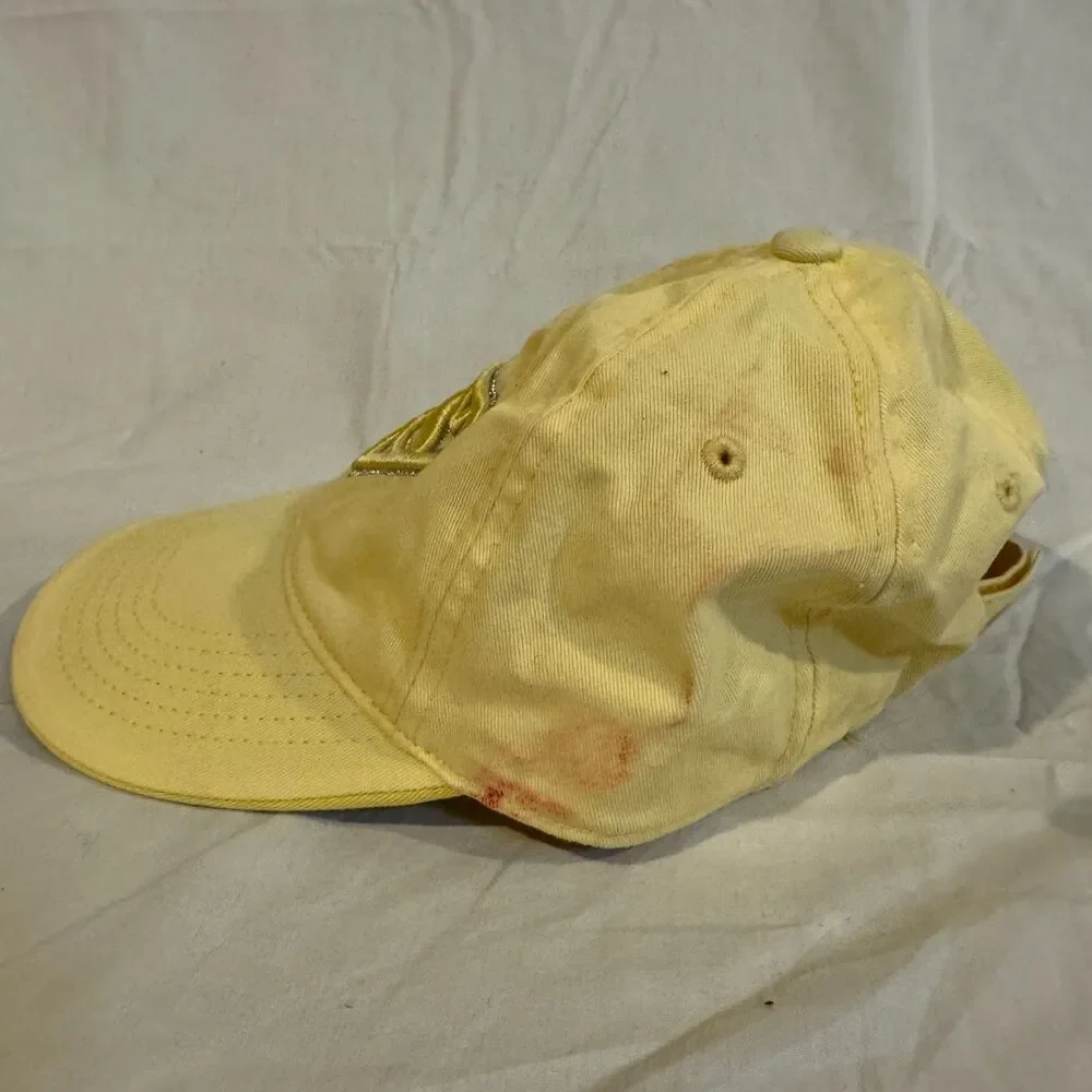 DC Comics Supergirl Hat Yellow Cargo Pocket Anoma Shield Cap AS IS FLAWED Stain